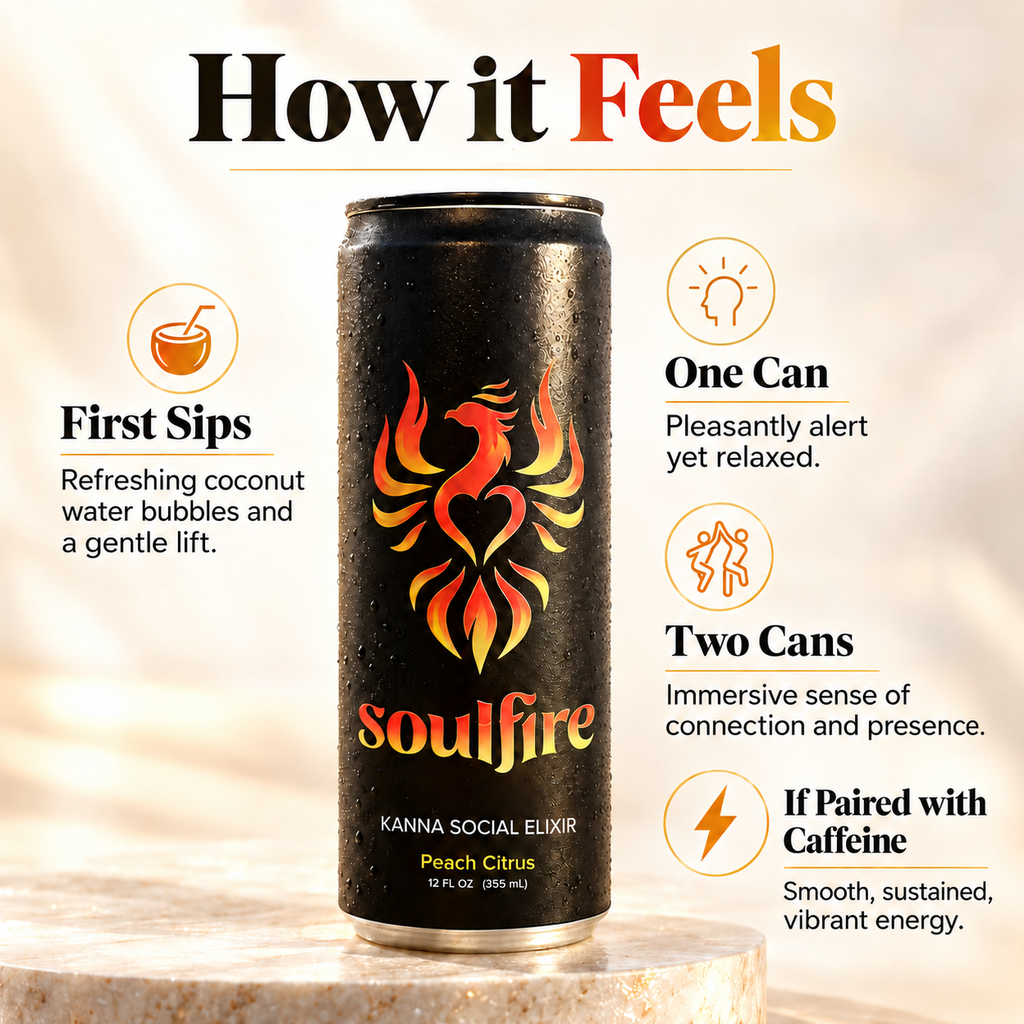 Soulfire | Kanna Social Elixir | Peach Citrus | 12oz 4-pack