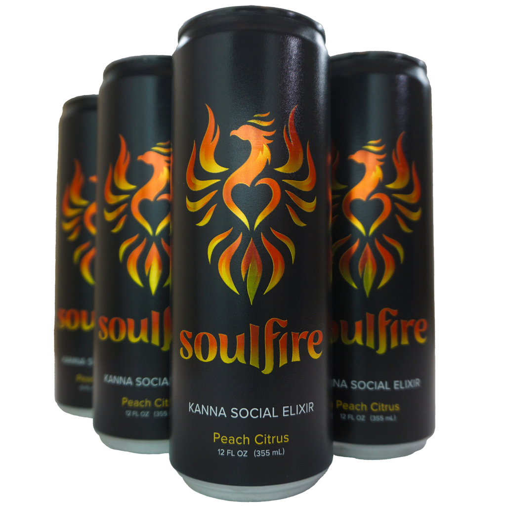 Soulfire | Kanna Social Elixir | Peach Citrus | 12oz 4-pack