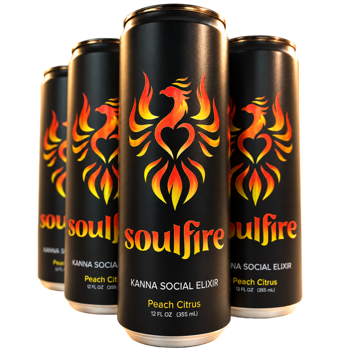 Soulfire | Kanna Social Elixir | Peach Citrus | 12oz 4-pack