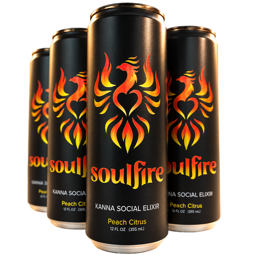 Soulfire | Kanna Social Elixir | Peach Citrus | 12oz 4-pack